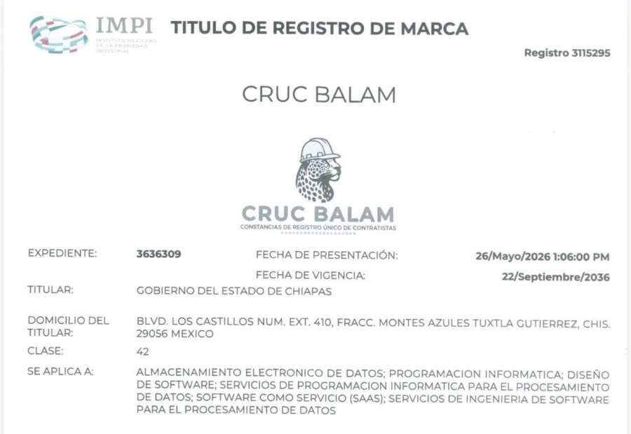 Chiapas obtiene el segundo registro ante el IMPI de una creación digital desarrollada por la Secretaría Anticorrupción y Buen Gobierno
